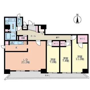 ウェルカーサ横浜中央【10階】の間取り