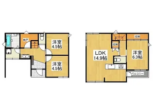 岡山県岡山市北区富田【一戸建】の間取り