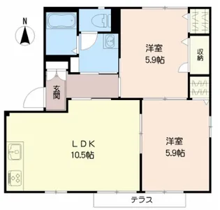 サンフラッツ B【1階】の間取り