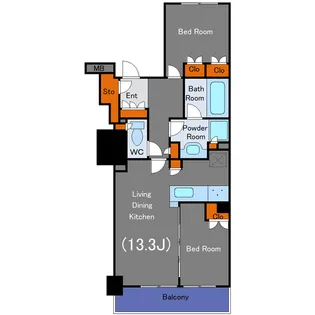 プライムパークス品川シーサイド ザ・タワー【8階】の間取り