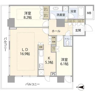 ザ・リバープレイスイーストタワー(010150)【7階】の間取り