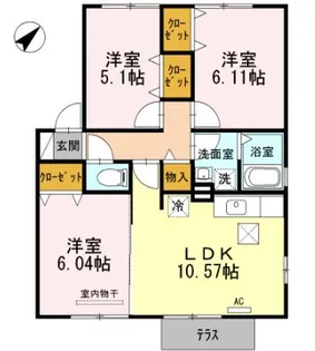 愛知県東海市名和町下大廻間【アパート】の間取り