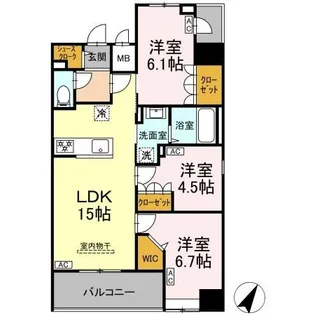 D‐ROOM千葉中央【15階】の間取り