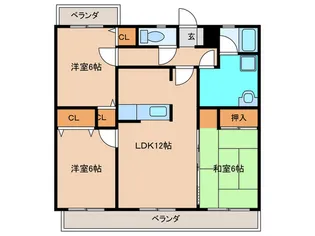 ヴァン・ヌーブ【3階】の間取り