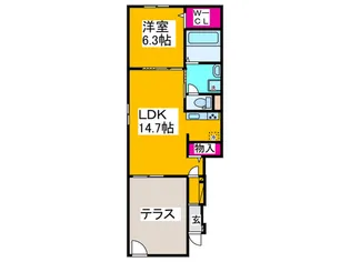ハイランドI【1階】の間取り