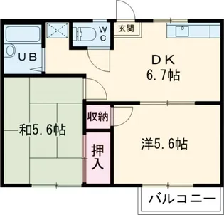 スカイハイツB【1階】の間取り