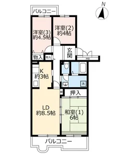 UR多摩ニュータウンビスタノーレ向陽台【3階】の間取り