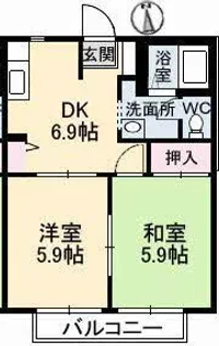 パークボナベンチャーハイツ B棟【2階】の間取り
