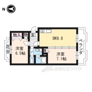 ツインヴィレッジ西野2棟【1階】の間取り