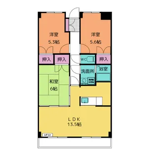 エステート長茂【4階】の間取り