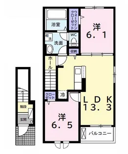 メゾンドショコラA【2階】の間取り