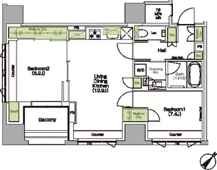 神奈川県横浜市中区羽衣町2【マンション】の間取り