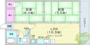 ピースフル石川【2階】の間取り