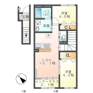 Grandage(グランデージ)桜【2階】の間取り