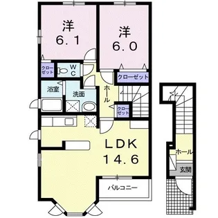 サンライト・カワサキB【2階】の間取り