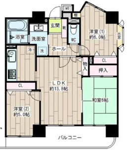 エスバイエルマンション鶴見中央【6階】の間取り