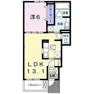 アンソレイエV【1階】の間取り