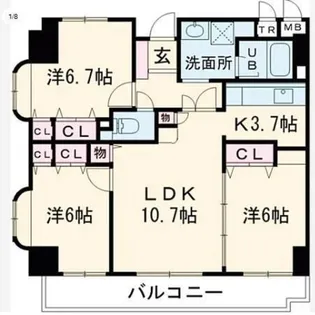 ドミール・コンフォール【9階】の間取り