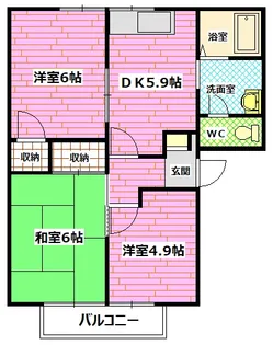 カサ・リンダ B棟【2階】の間取り