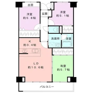 パークヒルズ女池上山【4階】の間取り