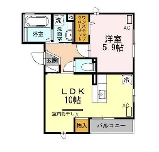 ラシュレ上丸子【3階】の間取り