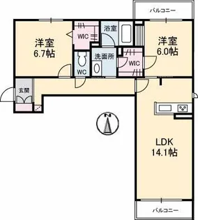 グランヴェール辰巳【1階】の間取り