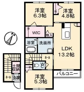 ファンコート堀越 壱番館【2階】の間取り