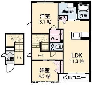 シャーメゾン・ユイナB棟【2階】の間取り