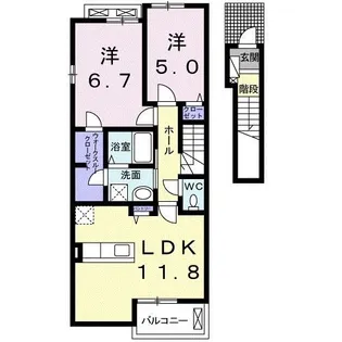 カサブランカ B【2階】の間取り