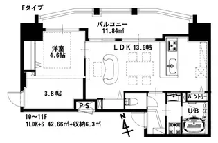 リノリノアパートメント土橋【10階】の間取り