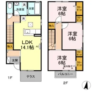 山梨県甲府市大里町【アパート】の間取り
