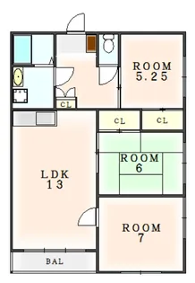 徳島県徳島市大原町内開【マンション】の間取り