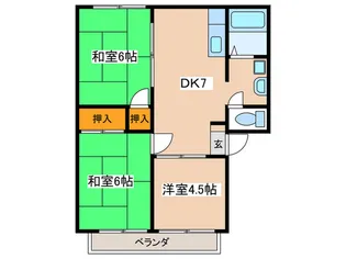 グリ-ンコ-ト弥刀B棟【1階】の間取り
