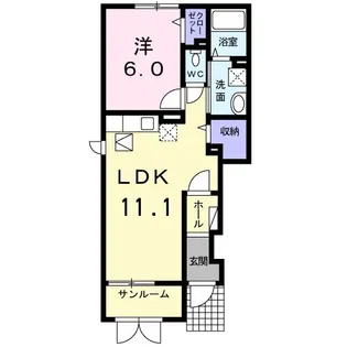 ボヌール・プリエII【1階】の間取り