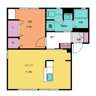 コスモスハイツC【1階】の間取り