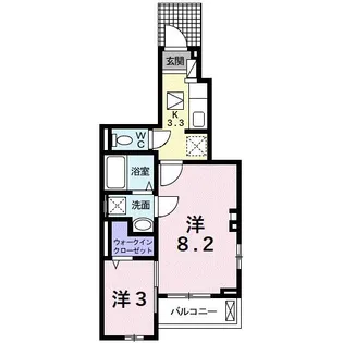 バーシアIII番館【1階】の間取り