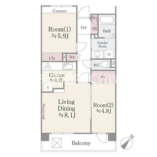 アポロハイツ【2階】の間取り