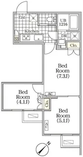 BRICK RESIDENCE 目黒本町【4階】の間取り