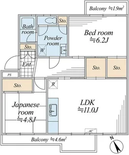 くずは台団地10号棟【1階】の間取り