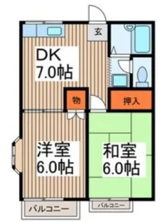 グランデュールAS(2DK)【2階】の間取り