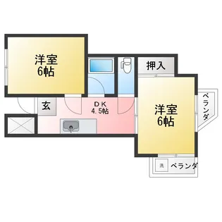 サンデンハイツ【4階】の間取り
