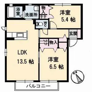 ラ パルテール福田 伍番館【2階】の間取り