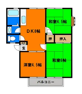 グリーンハイツ(道場南)【1階】の間取り