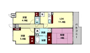シティホームズ生駒台【3階】の間取り