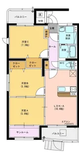 フラワーハイツ【3階】の間取り