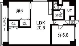 幌平橋ハイホーム【4階】の間取り