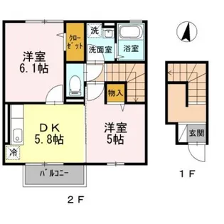リヴェールB棟【2階】の間取り