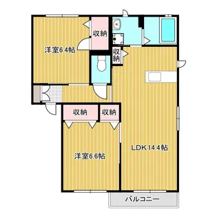 エアフォルクB棟【2階】の間取り