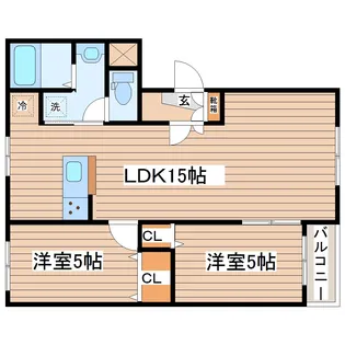 ボヌールヴィル国見B【2階】の間取り
