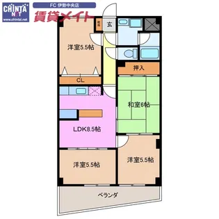 パーシモンヒルズ【5階】の間取り